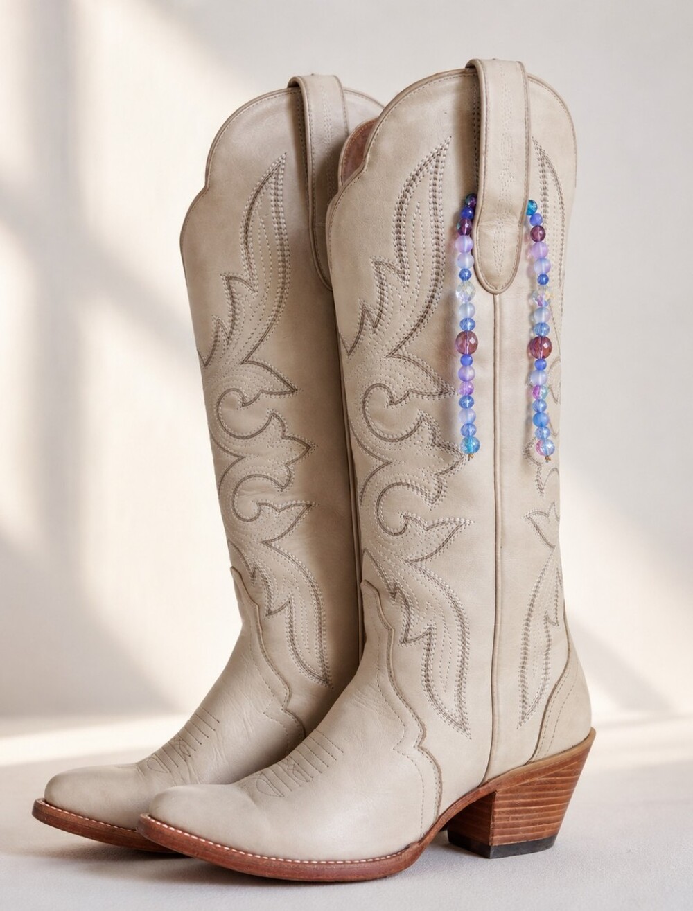 Georgia Peach Co Handmade Lavender Blue Crystal Beaded Boot Charm